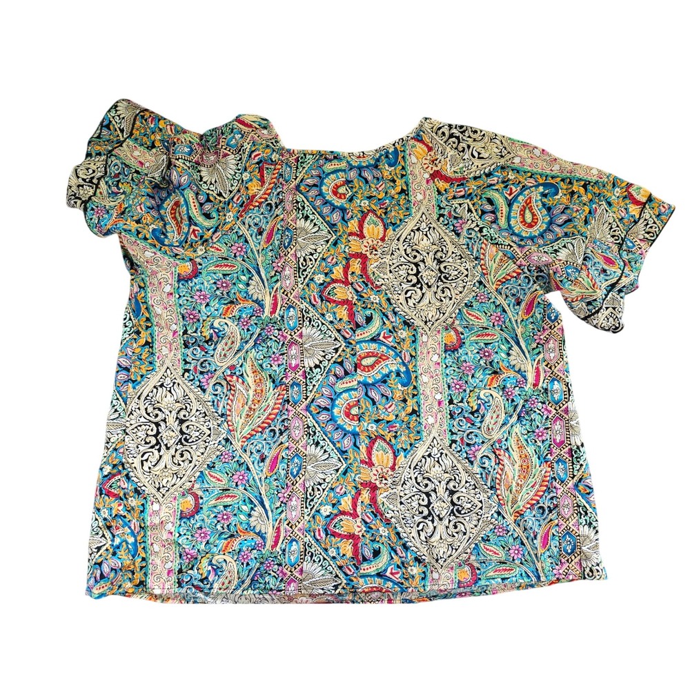 Shein Curve Blouse Women 2XL US 16 Multicolor Excellent Paisley Boho Top - Picture 2 of 6